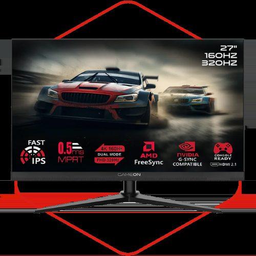 GAMEON GOSX27B DUAL SWITCH 27FHD DUAL MODE 4K 160 / FHD 320Hz GAMING MONITOR BLACK